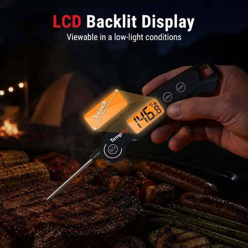 Vista 4 de ThermoPro TP605 Termómetro Digital de Lectura Instantánea para Carne para Cocinar, Termómetro de Alimentos Impermeable con Retroiluminación