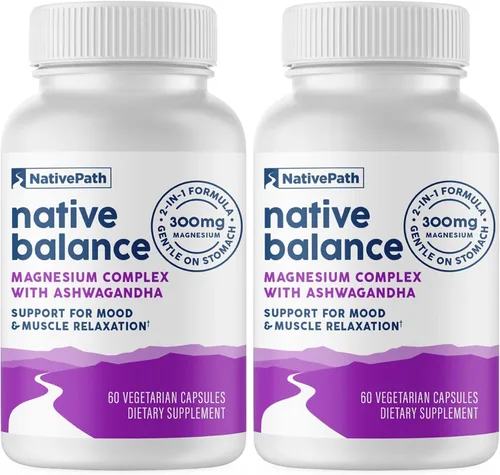 Vista 10 de NativePath Native Balance Suplemento de magnesio con Ashwagandha - Fórmula de Aquamina de alta absorción de origen oceánico - 60 cápsulas