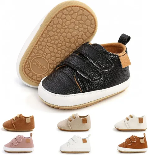 Vista 5 de QWZban Zapatos de bebé para niños y niñas, zapatillas de deporte con suela de goma antideslizante, para cuna de bebé, zapatos de vestir