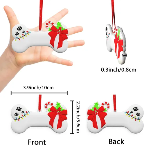 Vista 2 de Adorno de Navidad de Hueso de Perro 2025 Personalizado Decoración Colgante para Cachorros Perros Personalizada Manuscrita Primer Regalo Colgante