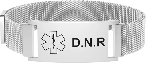 Vista 17 de Pulsera de alerta médica para mujeres y hombres, pulsera ajustable con identificación de alerta médica para epilepsia diabética D.N.R marcapasos