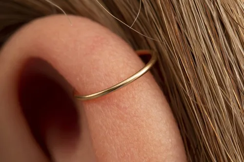 Vista 22 de Aretes de aro de oro de plata – Aretes de aro para mujer, dos piezas de aros de plata fina rellenos de oro, aro de hélice, anillo de tragus, aro