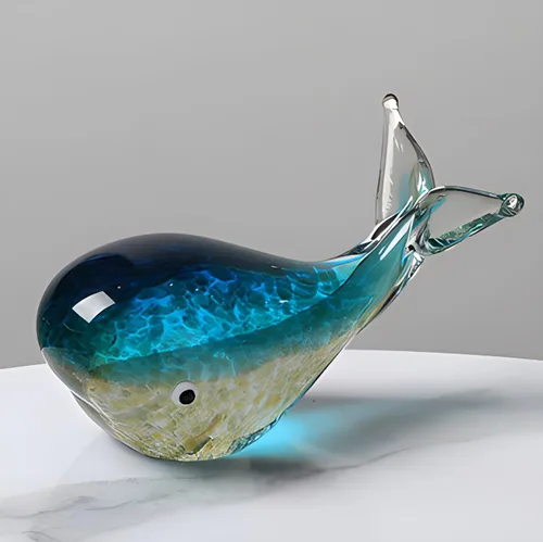 Vista 7 de Rayberro Figura decorativa de ballena luminosa de cristal, estatua de ballena de cristal, escultura de animales marinos, manualidades de vidrio