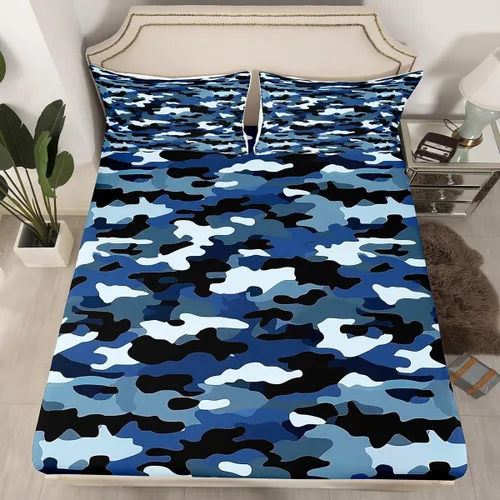 Vista 21 de Erosebridal Juego de ropa de cama de camuflaje para niños, sábanas de camuflaje militar, tamaño individual para adolescentes, jóvenes, adultos