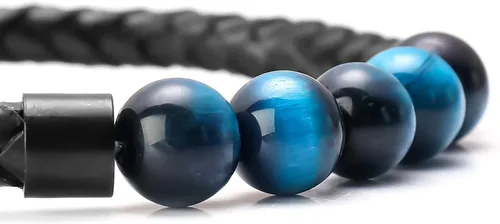 Vista 4 de Ckysee Pulsera de protección de 7 chakras pulsera de Lava Project Rock Lokai pulsera curativa de equilibrio de cuero genuino con cierre magnético