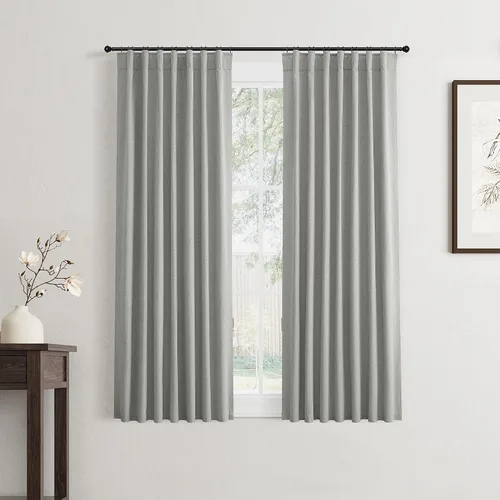 Vista 40 de Jowels Cortinas opacas de lino natural de 96 pulgadas de largo, 2 paneles