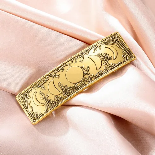 Vista 7 de Dreamtimes Pinza para el cabello vintage retro bosque fase lunar grande hecha a mano pasador de metal francés pinza de protección horquilla