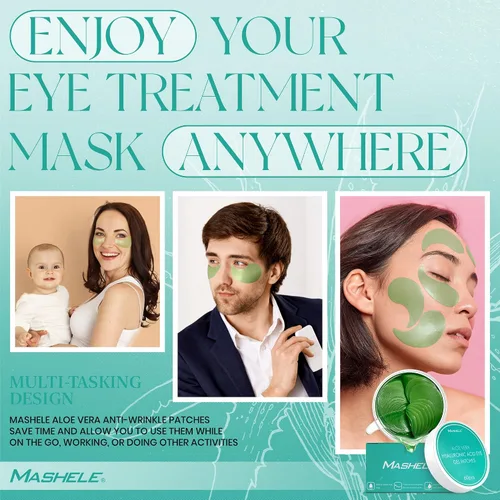 Vista 6 de Máscara de ojos de aloe vera - 60 pares de geles para ojos - Tratamiento para ojos hinchados y ojeras (geles de aloe vera)