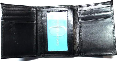 Vista 3 de Fire Fighter Cartera de cuero en relieve Trifold - Negro, Negro