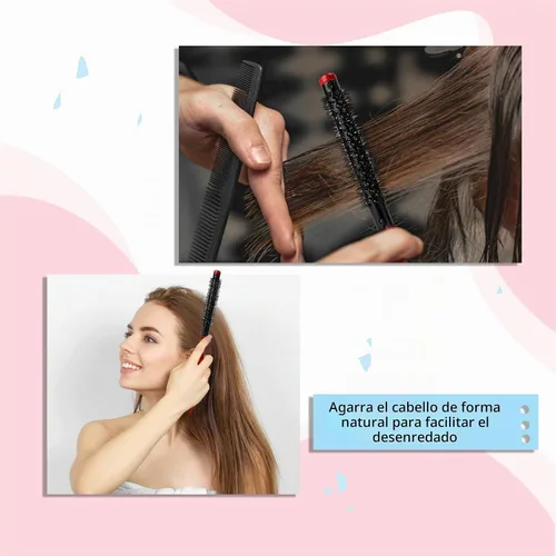 Vista 7 de Mini cepillo Quiff Roller para secado y rizado, cepillo de viaje portátil de 1/2 pulgada con mango de madera y cerdas de nailon para peinar cabello