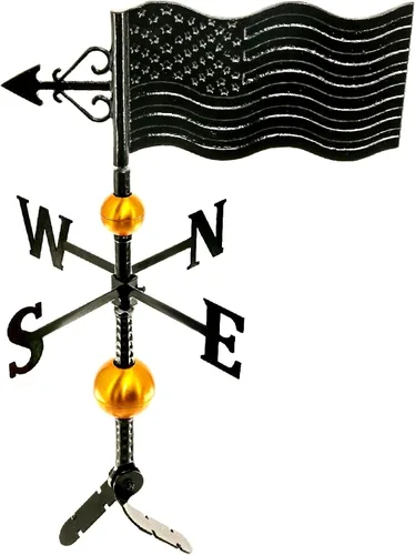 Vista 3 de Montague Metal Products - Veleta de lujo con bandera estadounidense - Bandera patriótica - Soporte de techo incluido - Fácil de instalar - Vana