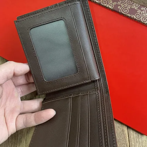 Vista 6 de CHERRY CHICK Billetera de lujo para hombre hecha a mano de piel auténtica plegable