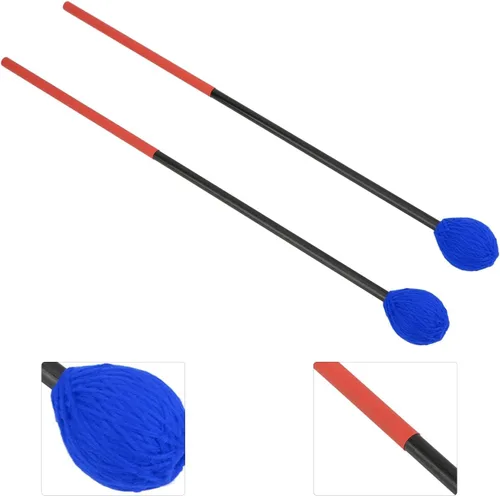 Vista 8 de Marimba Mallets, mazos de teclado de hilo duro medio, mango de fibra de carbono, hilo de algodón, palillo de tambor para instrumentos de percusión