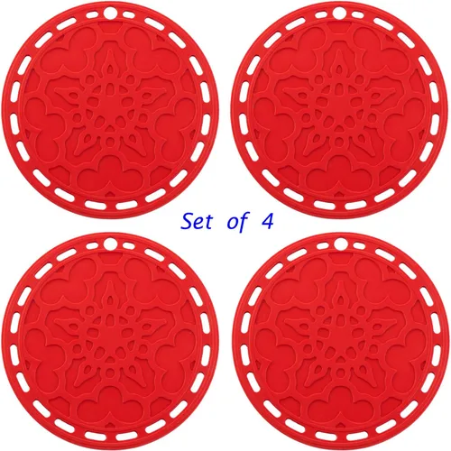 Vista 3 de Silicone Hot Pads (juego de 4) - 6 en 1 herramienta de cocina multipropósito, soporte para recipientes, protector de salpicador, cobertor