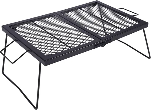 Vista 7 de REDCAMP Parrilla Plegable de Camping 2 en 1, Parrilla Plegable de Mesa para Cocina al Aire Libre con Fuego Descubierto para Acampar, Parrilla