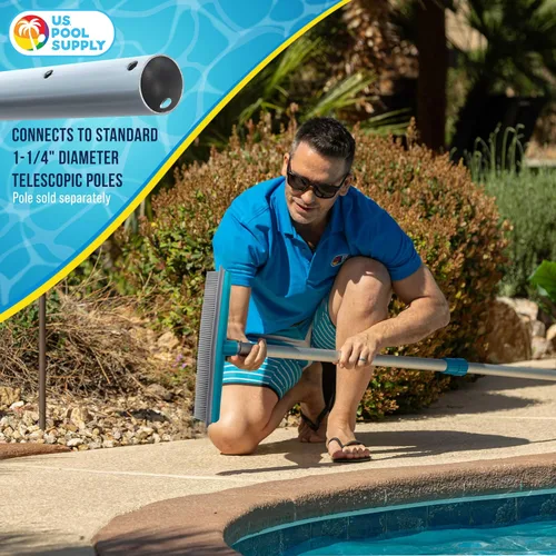 Vista 6 de U.S. Pool Supply Cepillo de piscina de 13 pulgadas con cerdas de goma y borde de escobilla – Seguro para revestimientos de vinilo, ideal