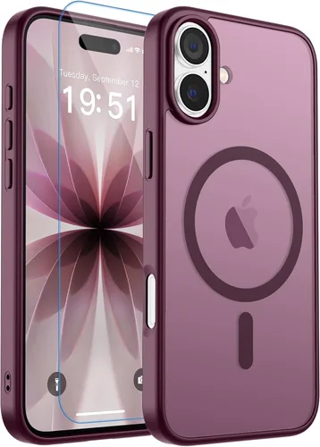 Vista 125 de zapica Funda magnética para iPhone Air, con protector de pantalla de vidrio templado, compatible con MagSafe, translúcida mate, a prueba de golpes