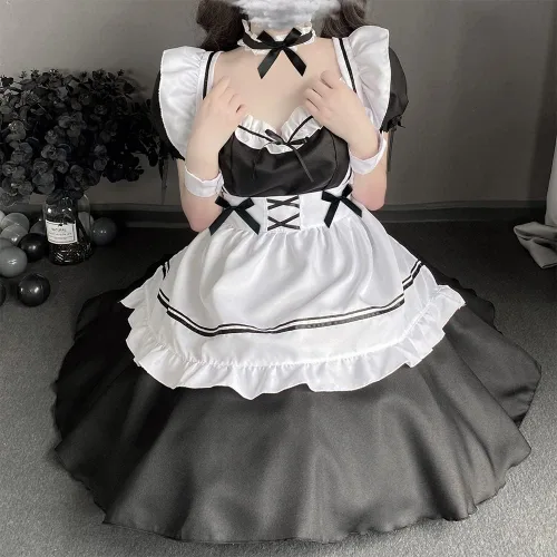 Vista 5 de Traje de cosplay sexy de sirvienta exótica romántica tentación francesa burlando pijamas japoneses ropa interior, talla única