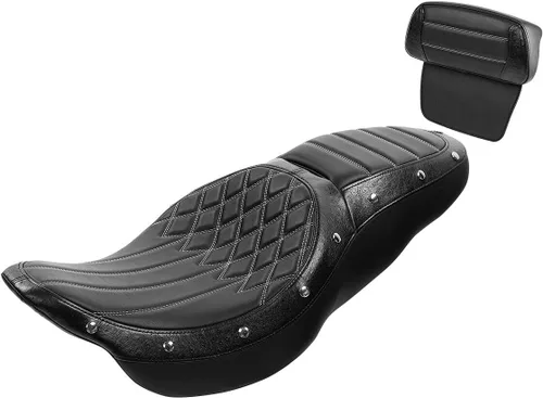 Vista 24 de Asiento de pasajero de 2 piezas para Harley Touring Road King Street Glide Electra Glide Road Glide 2009-2023