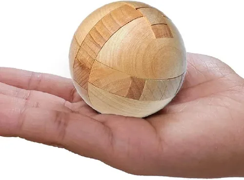 Vista 8 de Rompecabezas de madera hecho a mano con bola mágica, juego de inteligencia, rompecabezas de esfera para adultos