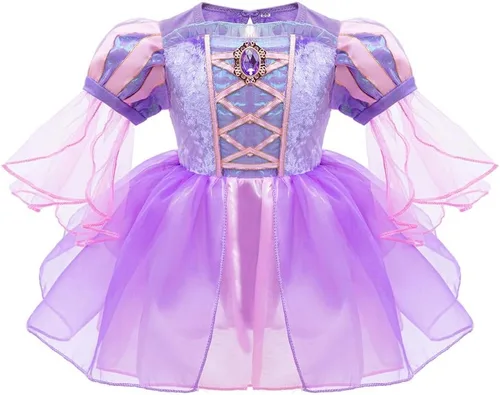 Vista 180 de Disfraz de princesa de Belle Sofía Blancanieves para niñas pequeñas, disfraz de princesa, Navidad, Halloween, mameluco con diadema