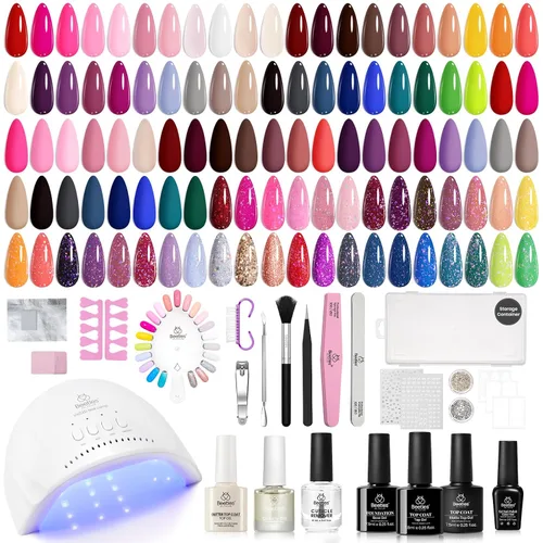 Vista 27 de Beetles - Kit de esmalte de uñas de gel con luz UV, 54 piezas, 32 colores A - Multicolor-32-54