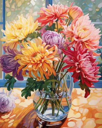 Vista 14 de Tucocoo Pintura por números con flores de lirio azul en una jarra de vidrio DIY en lienzo con pinceles, pinturas acrílicas, pintura de grafiti por
