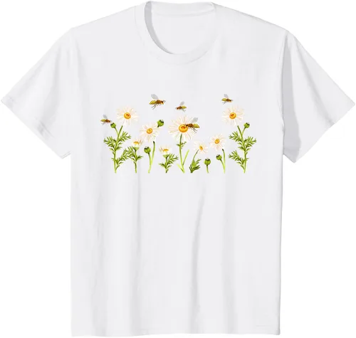 Vista 67 de Marguerites Daisy - Camiseta de verano con margaritas de jardín de flores, Negro, S