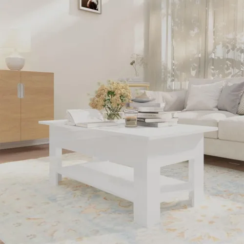 Vista 7 de Coffee Table High Gloss White 40.2x21.7 x16.5 Engineered Wood Modern Coffee for Living Room Dining Center Table for Mesas De Centro para Sala for