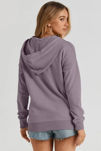 Vista 5 de Dokotoo Sudaderas con Capucha para Mujer 2025 con Cuello de Botón Cordón Ajustable Sudadera con Capucha Pullover Casual de Manga Larga Tops Camisetas