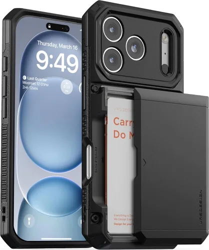 Vista 23 de VRS Design Damda Glide Pro funda compatible con iPhone 12/12 Pro, con espacio para 4 tarjetas, prémium, resistente, tarjetero semiautomático Verde