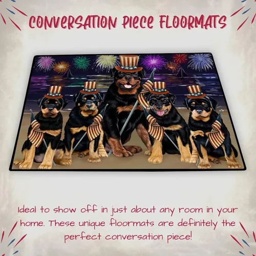 Vista 4 de Doggie of the Day Rottweiler Dogs Floor Mat - 4th of July Independence Day - Best Dog Doormat - Protector Decor - Unique Portrait Art - Premium