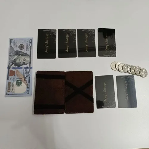 Vista 6 de Hombres RFID bloqueo delgado minimalista magia cartera tarjeta caso con bolsillo moneda genuino caballo cuero titular de la tarjeta Café-k104