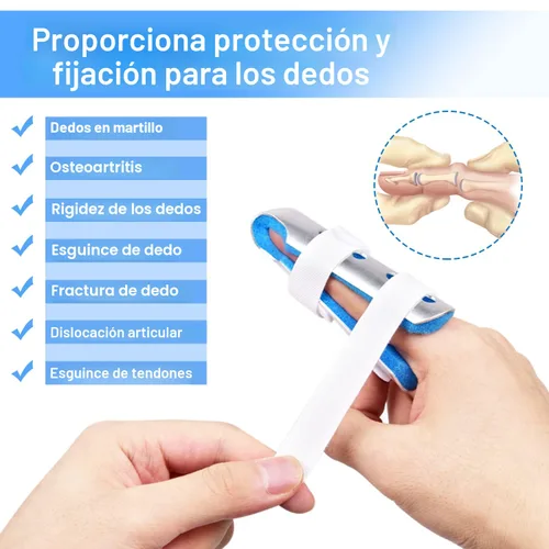 Vista 2 de Sopito - Férula para dedos, 3 piezas, soporte para dedos, estabilizador para dedos fracturados, enderezar nudillos con artritis, inmovilización, azul