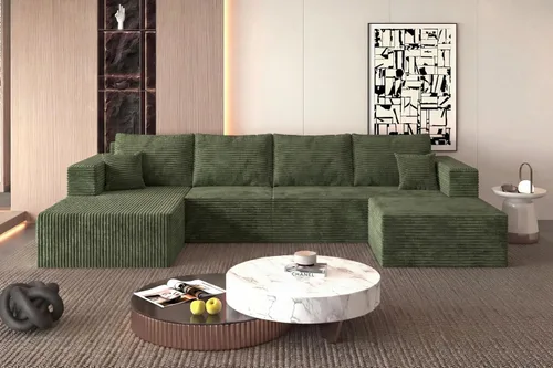 Vista 28 de Sofá otomano modular de pana de 28 pulgadas sin hueso, sofá otomano seccional para sala de estar, color beige