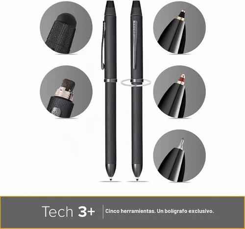 Vista 6 de Cross Tech3+ Recargable Tech3+ Presentado en una Caja de Regalo Premium - Punta Media, Tinta Negra, Negro