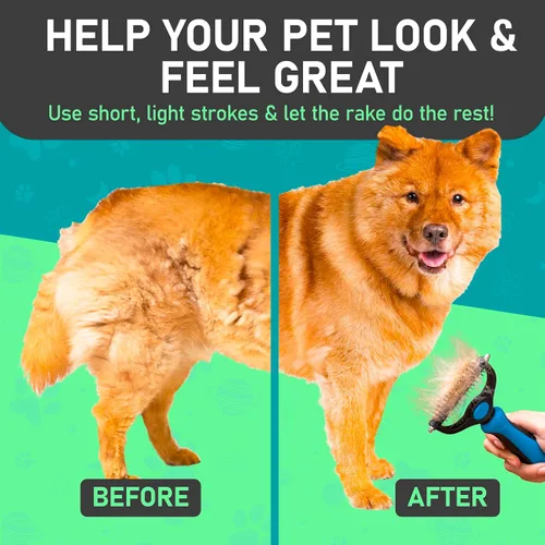 Vista 5 de Maxpower Planet Rastrillo para Perros y Cepillo de Pelo de Perro - Remueve Suavemente el Subpelo Suelto, Nudos y Enredos - Herramienta de Deslanado