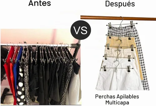 Vista 5 de Amber Home Paquete de 12 perchas de metal resistentes para falda con clips Perchas de metal apilables con 2 clips ajustables, ganchos de clip