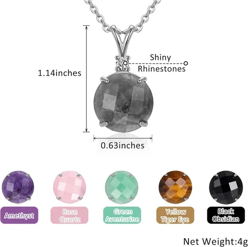 Vista 6 de Top Plaza Collar de piedra de cristal curativo con colgante de piedra preciosa natural con circonita cúbica para mujer, joyería para mamá, novia
