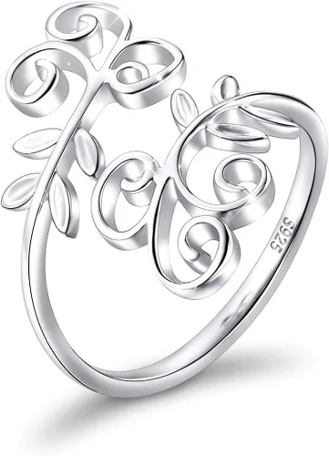 Vista 6 de DAOCHONG Anillo Abierto Ajustable Envolvente de Plata Esterlina S925 para Mujer Sencillo