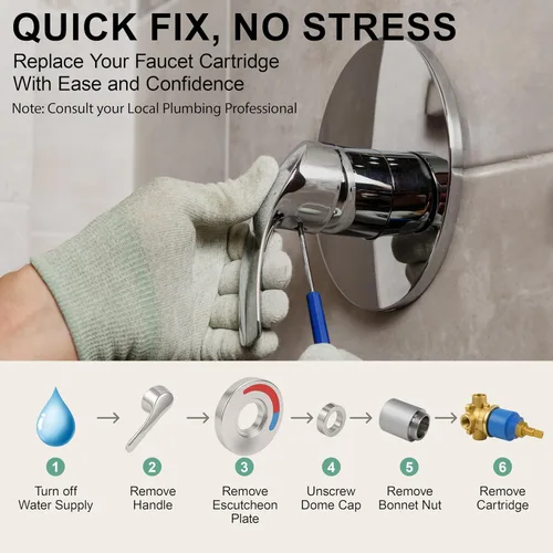Vista 7 de Kerox PBR 40 - Cartucho de repuesto compatible con La Torre, Cascade y Nobili, reparación de bañera de ducha de una sola palanca, cartuchos de grifo
