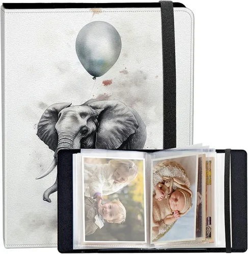 Vista 47 de Álbum de fotos de 3.5 x 5 pulgadas, cubierta de piel sintética de pequeña capacidad, mini álbum de fotos de águila americana de 3.5 x 5 con banda