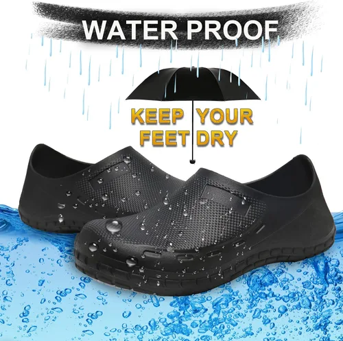 Vista 4 de Zapatos de chef Zapatos de cocina para hombre, zapatos de cocina antideslizantes, a prueba de agua, zuecos de trabajo para hombre, cómodos zapatos
