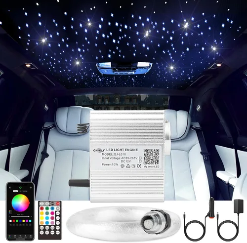 Vista 10 de CHINLY Starlight - Kit de luces de estrella para techo de automóvil, 500 luces de fibra óptica (0.03 pulgadas + 0.04 pulgadas + 0.06 pulgadas) 13.1