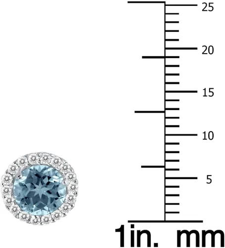Vista 17 de Aretes de tuerca de diamantes naturales y piedras preciosas genuinas de 0.197 in en oro blanco de 14 quilates