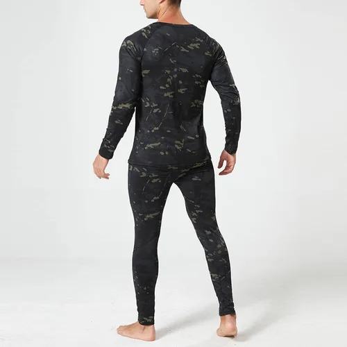 Vista 4 de Thermal Underwear for Men 2 Piece Oufuts Warm Long Sleeve Shirt and Leggings Bottom Top Set Base Layer Cold Weather