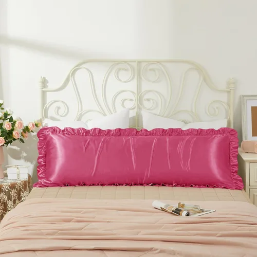 Vista 19 de Fundas de almohada de satén negro con volantes para el cabello y la piel, juego de 2 fundas de almohada de seda negras de tamaño estándar con cierre