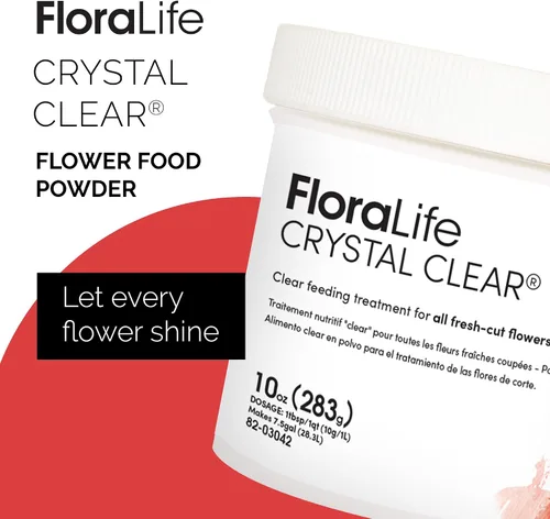 Vista 2 de Floralife Crystal Clear. Alimento en polvo para flores cortadas. Paquete de 10 onzas.