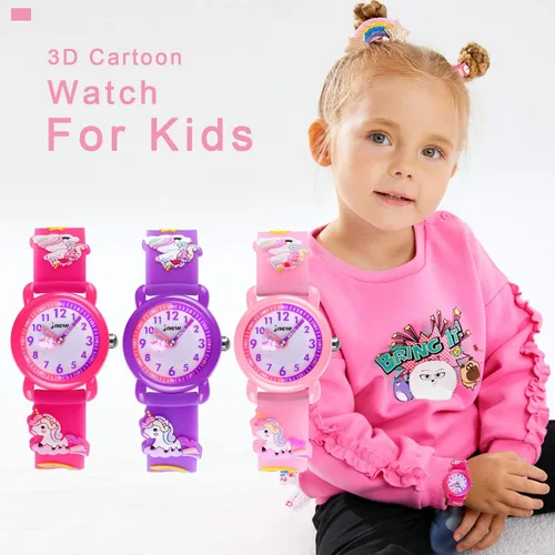 Vista 4 de Reloj de pulsera para niños de 3 a 10 años, diseño de unicornio de dibujos animados, impermeable, de silicona, para niños pequeños, el mejor regalo