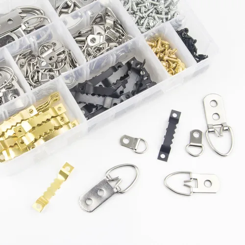 Vista 5 de Kit de 500 piezas para colgar cuadros, ganchos surtidos resistentes con tornillos para colgar cuadros (500)
